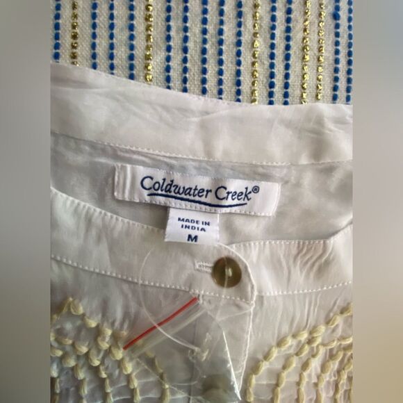 Coldwater Creek White and Cream Embellished Tunic with 3/4 Sleeves Sz M NEW - Picture 4 of 11
